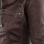 Women's Faux Leather Jacket Hooded Water Repellent