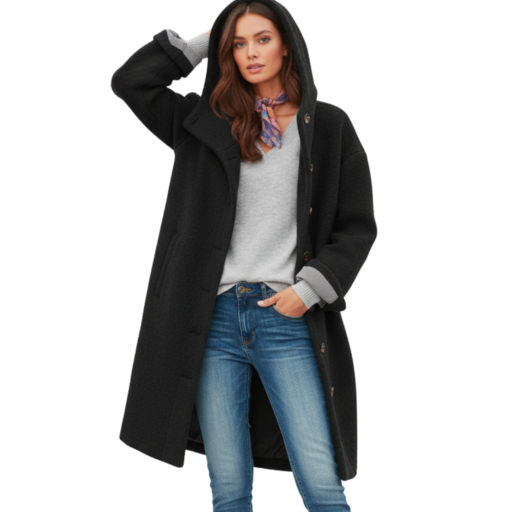 Womens Hooded Wool Blend Coat