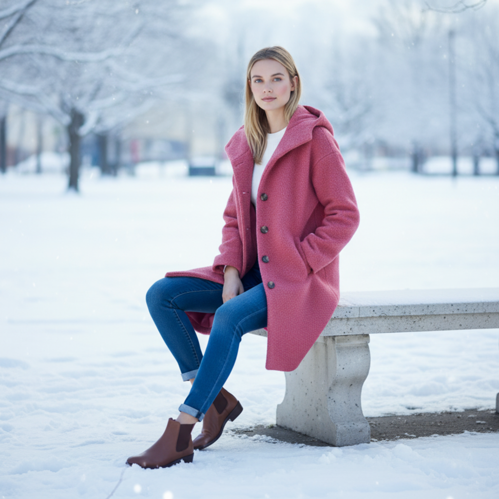 Womens Hooded Wool Blend Coat