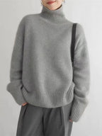 Women's Turtleneck Sweater Soft Knit Semi Fit Relaxed