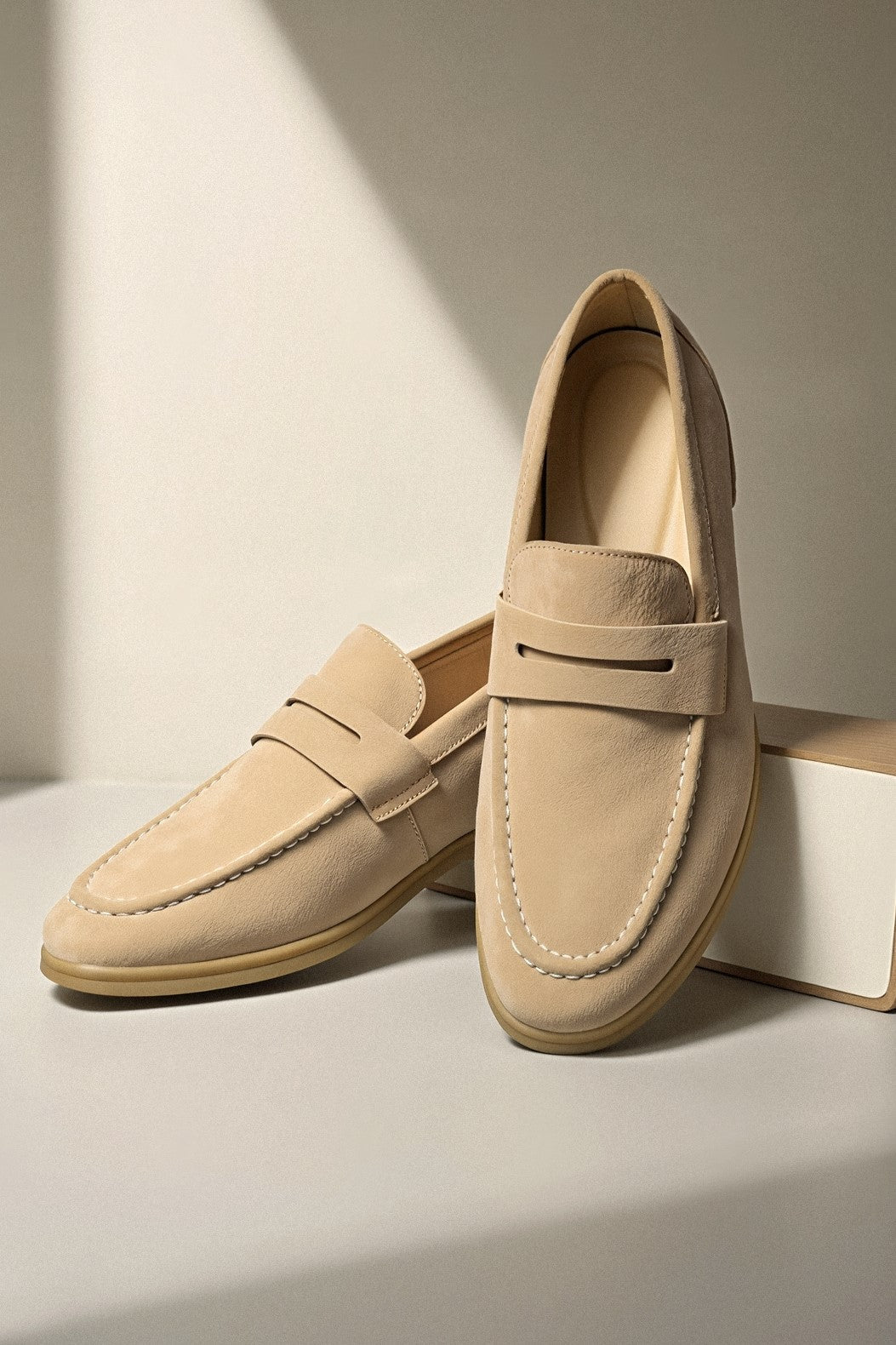 Mens Beige Loafer Slip On Two Color