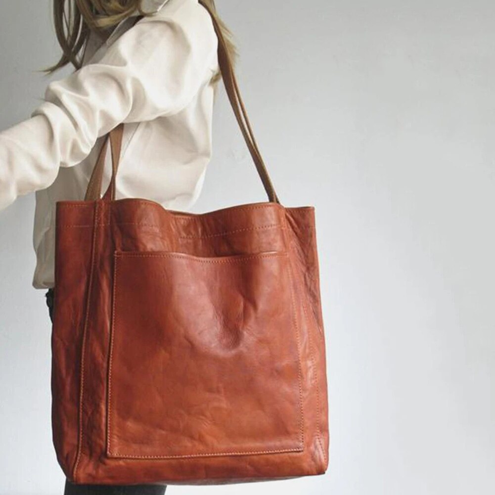 Structured Leather Tote Bag