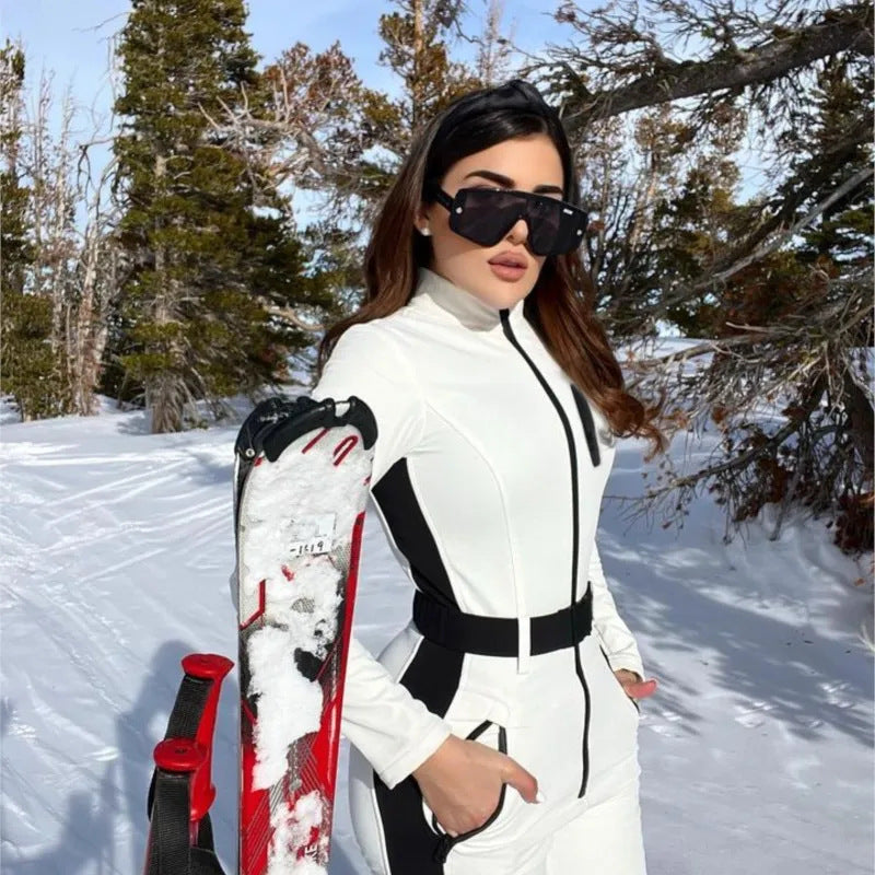 Women's Ski Suit Two Piece Zip Up High Waist Winter Set