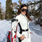 Women's Ski Suit Two Piece Zip Up High Waist Winter Set