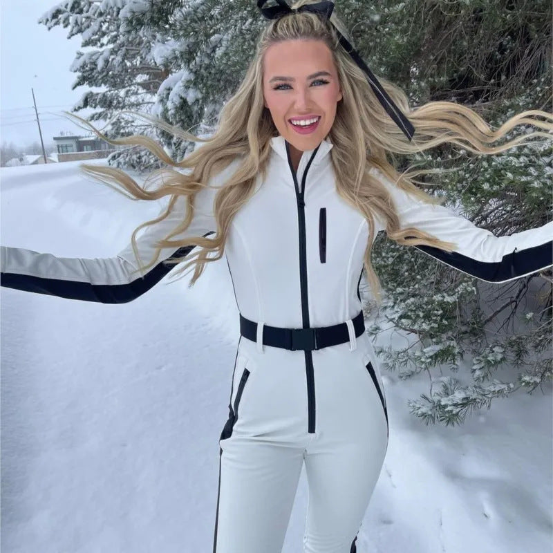 Women's Ski Suit Two Piece Zip Up High Waist Winter Set
