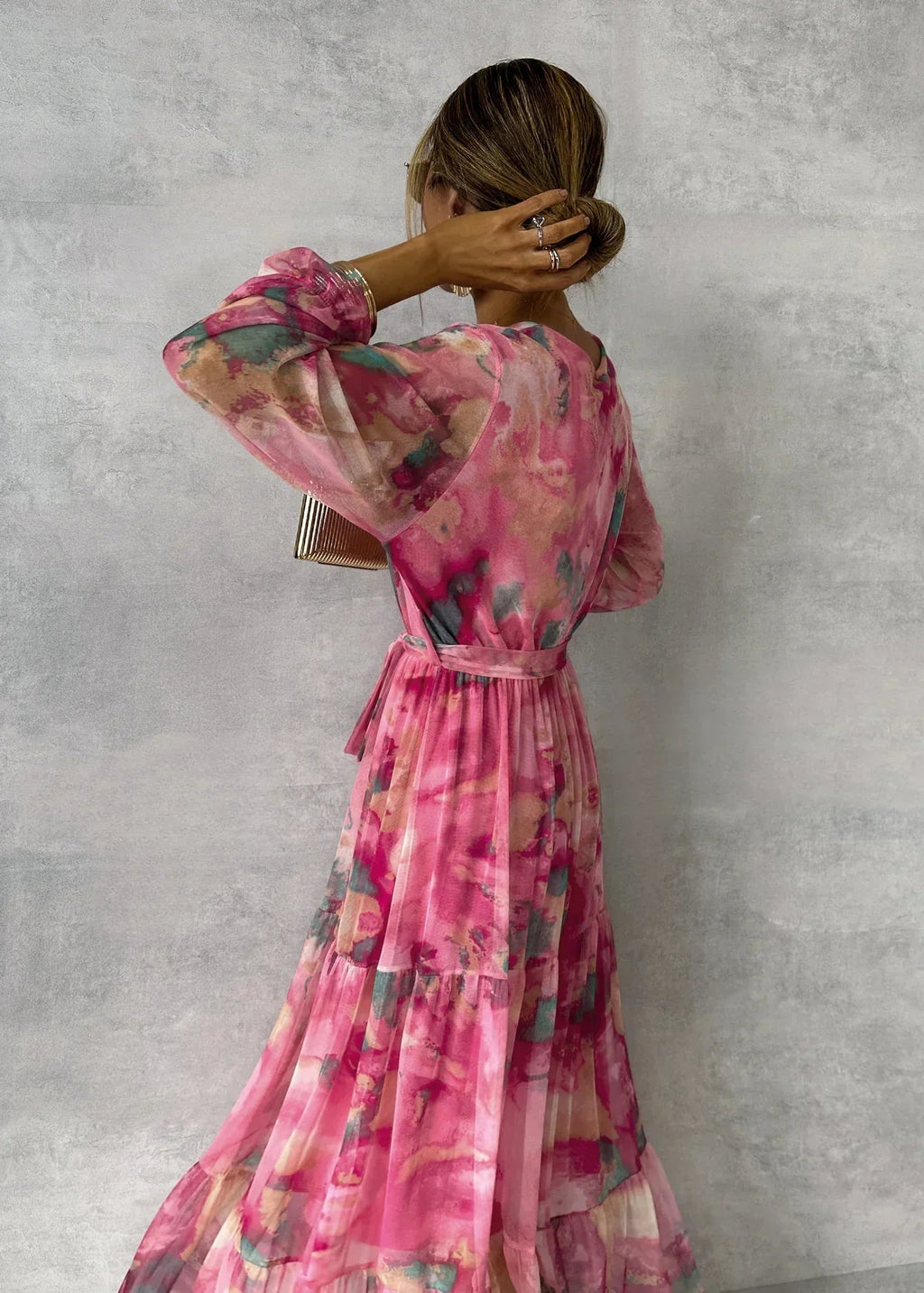 Womens Wrap Dress Floral Print Long Sleeve
