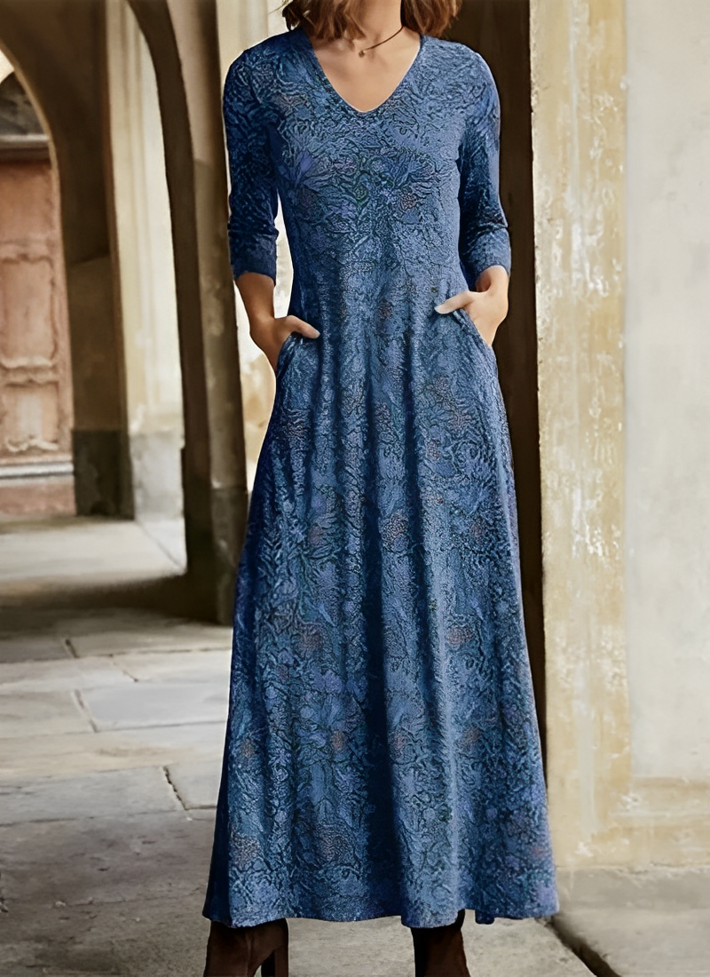 Womens Maxi Dress Long Sleeve Floral Print