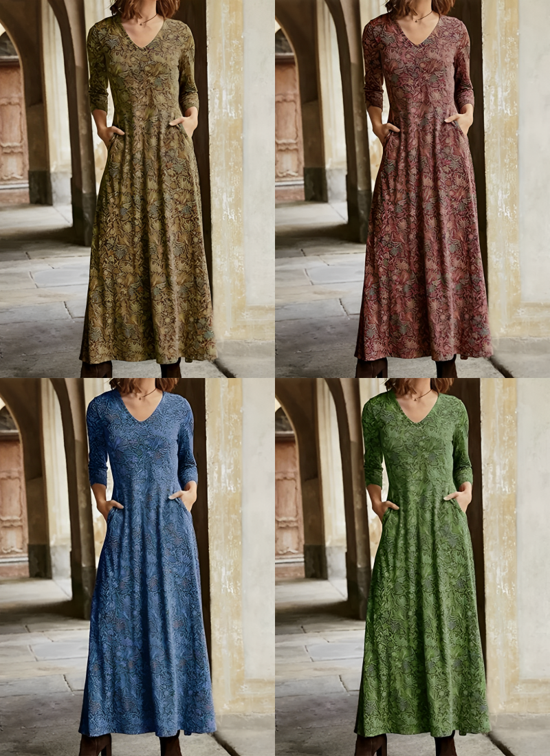 Womens Maxi Dress Long Sleeve Floral Print