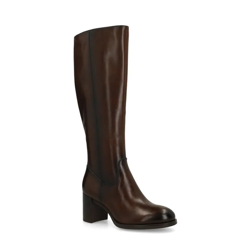 Knee High Boots Leather Block Heel Round Toe Fall Winter