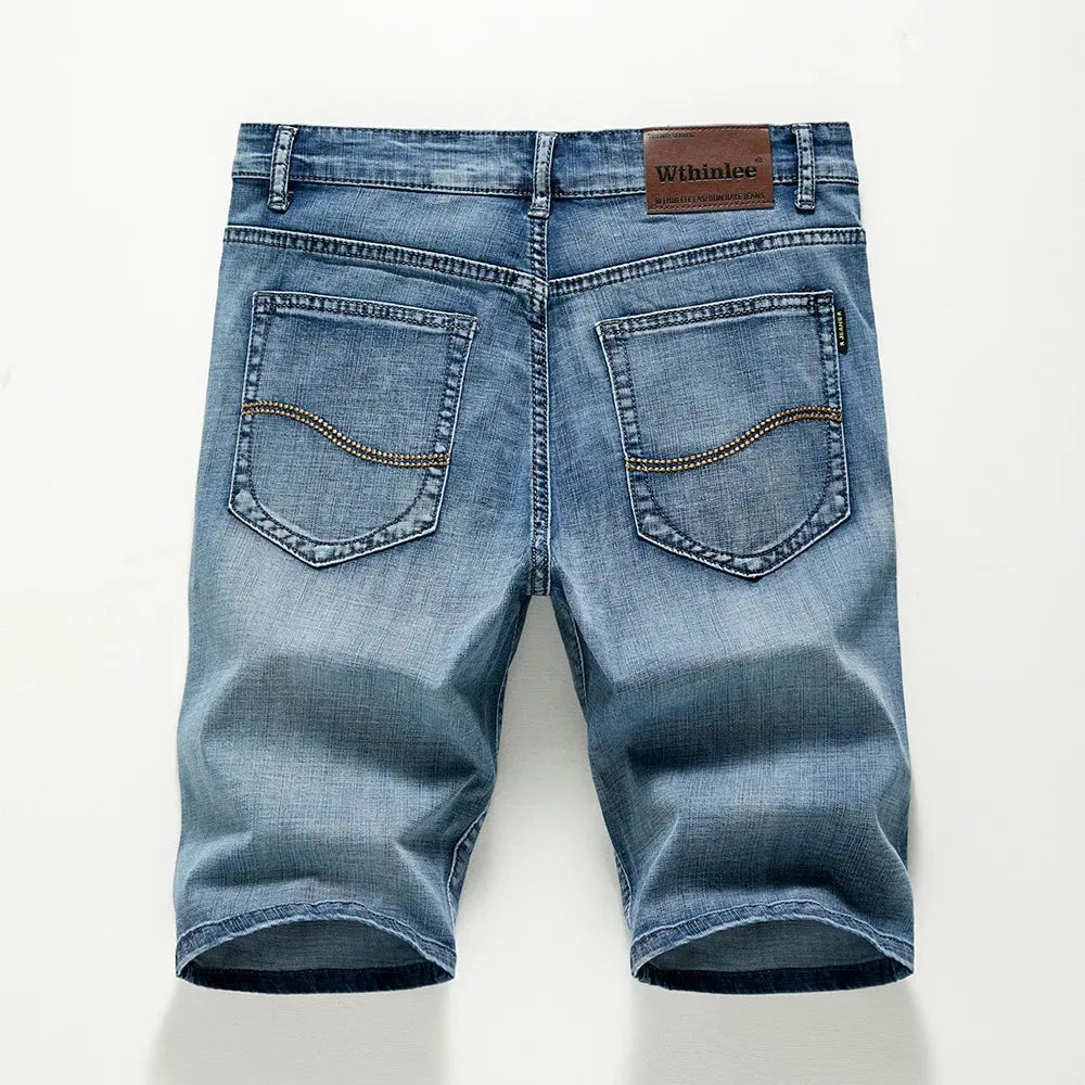 Mens Denim Shorts Five Pocket Zip Fly
