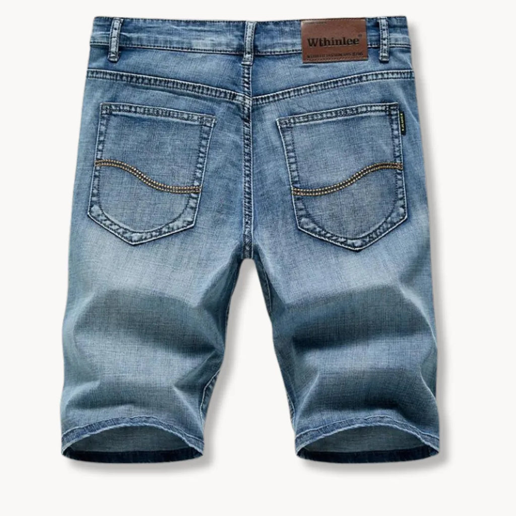 Mens Denim Shorts Five Pocket Zip Fly