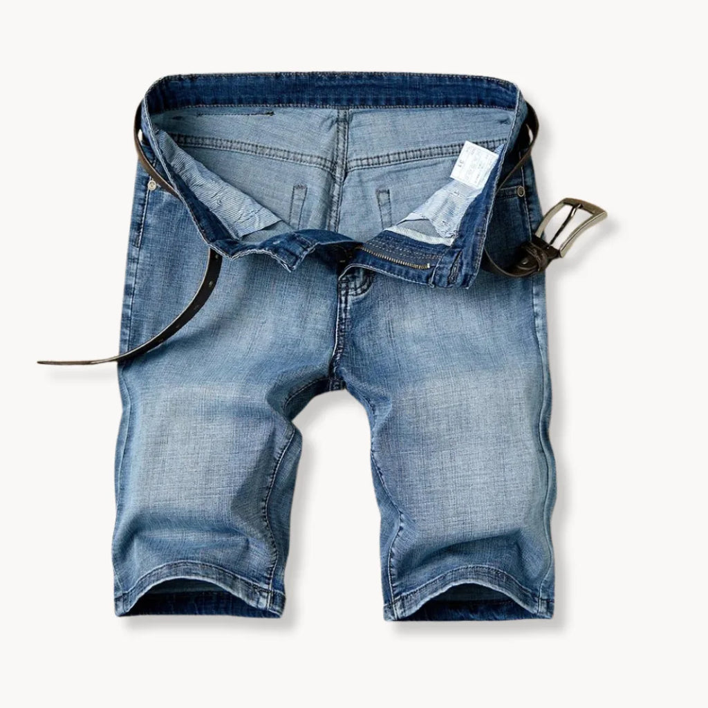 Mens Denim Shorts Five Pocket Zip Fly