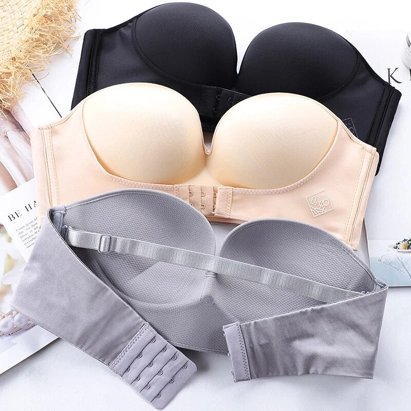 Womens Strapless Push Up Bra