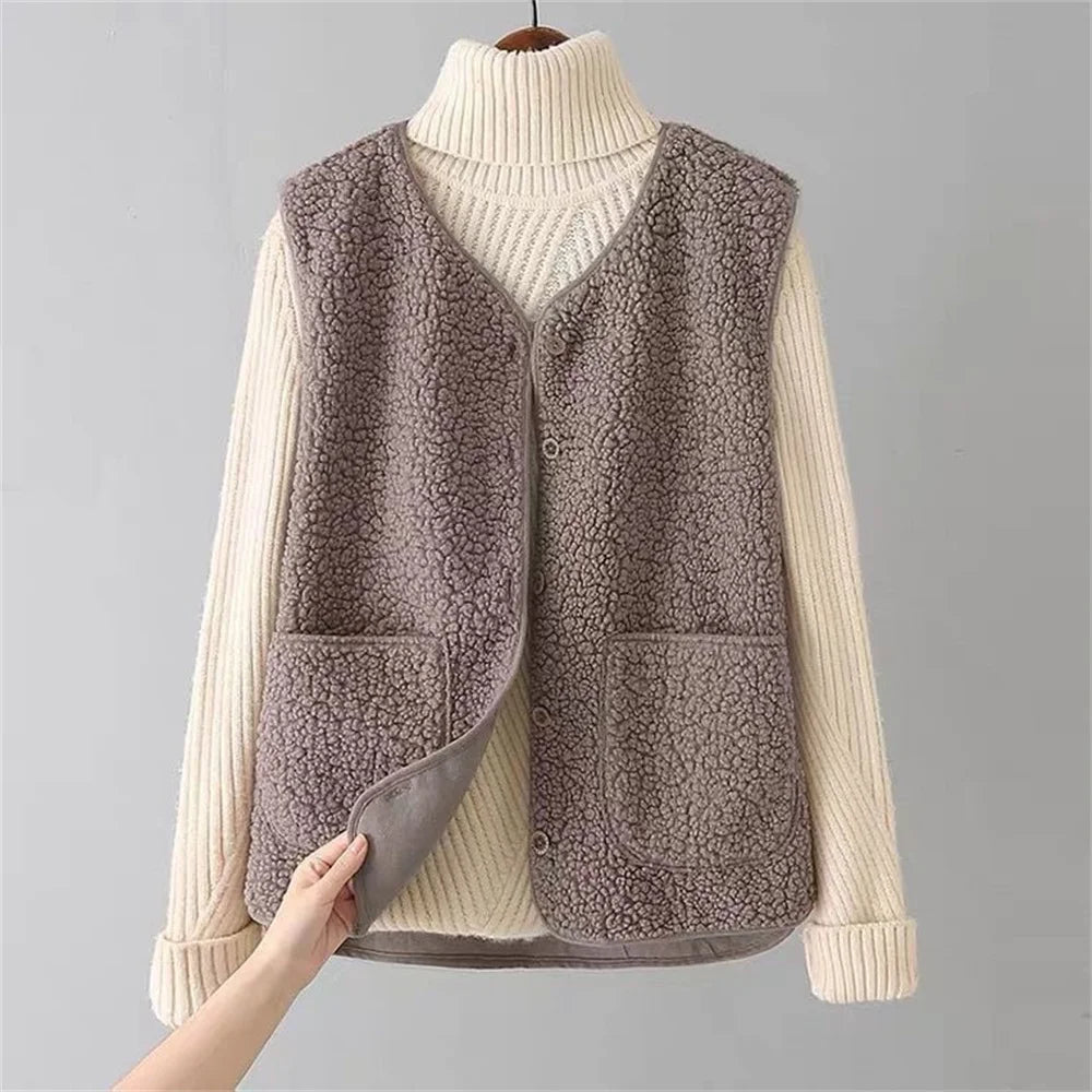 Soft Teddy Vest Buttoned