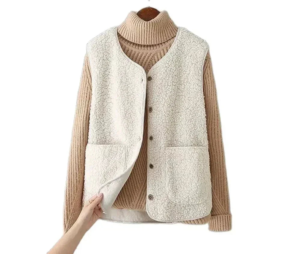 Soft Teddy Vest Buttoned