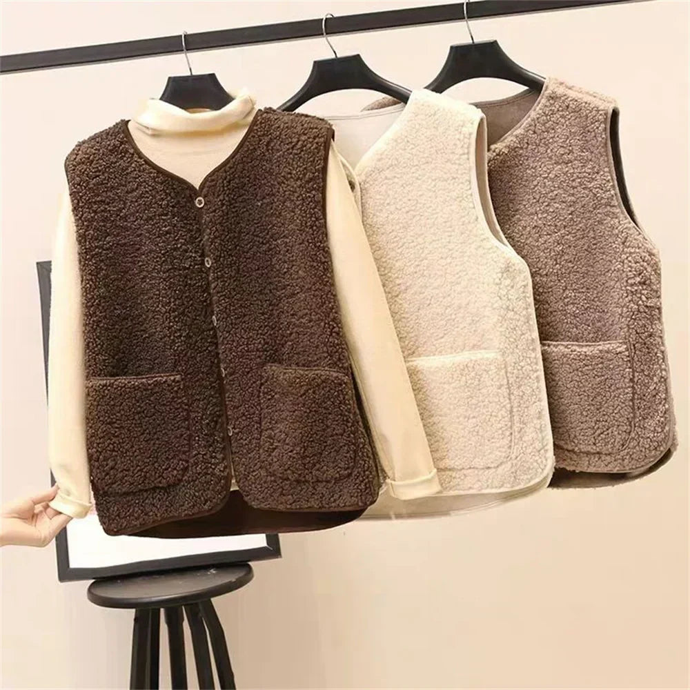 Soft Teddy Vest Buttoned