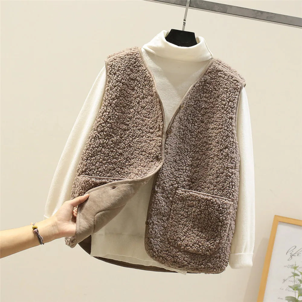 Soft Teddy Vest Buttoned