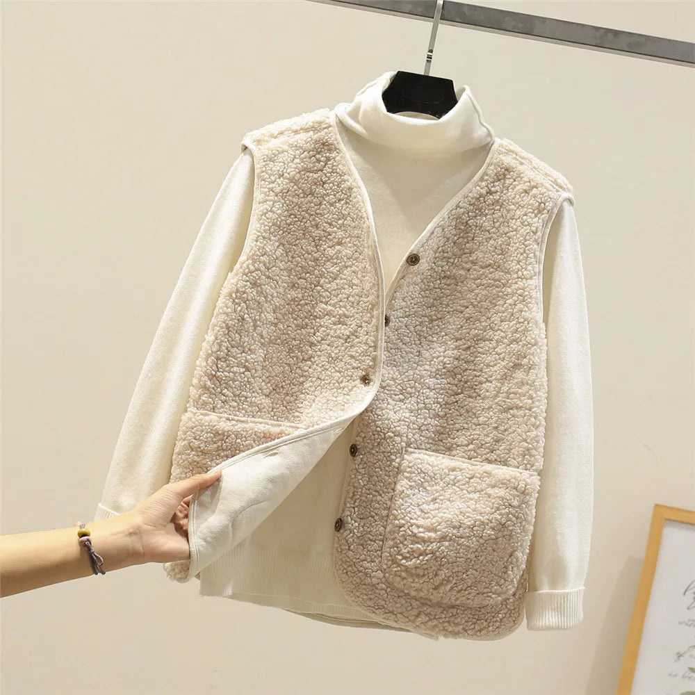 Soft Teddy Vest Buttoned