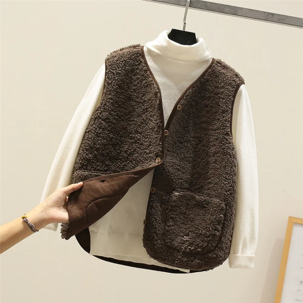 Soft Teddy Vest Buttoned