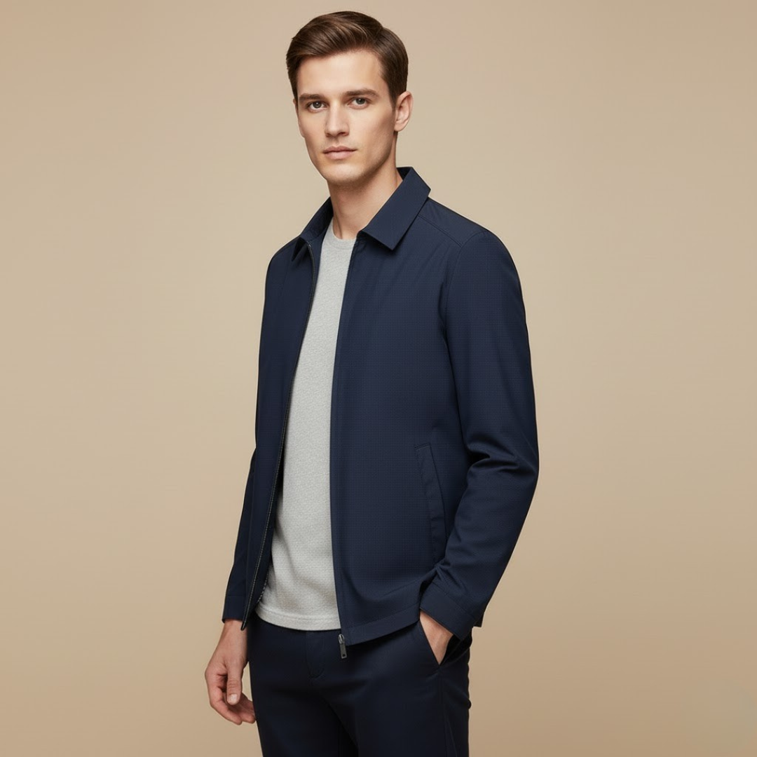 Fall Lightweight Business Jacket — Classic Zip-Up Collared Outerwear for Men