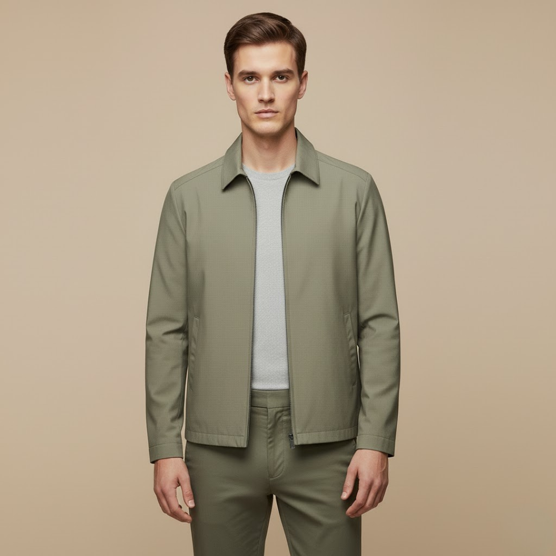Fall Lightweight Business Jacket — Classic Zip-Up Collared Outerwear for Men