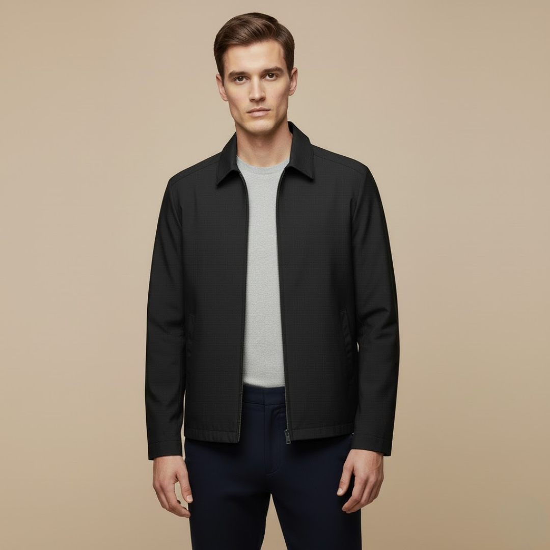 Fall Lightweight Business Jacket — Classic Zip-Up Collared Outerwear for Men