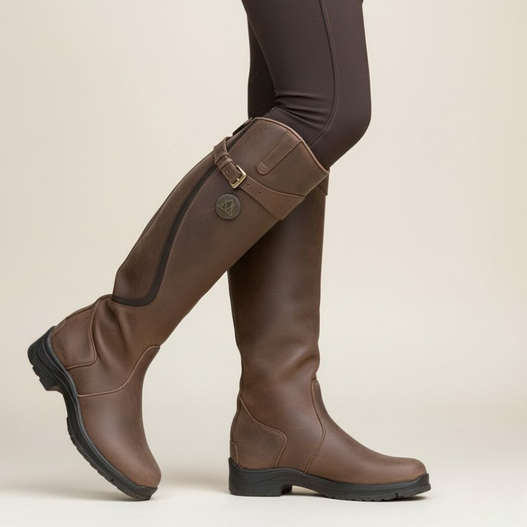 Fall Riding Knee-High Boots — Waterproof Buckle Detail Outdoor Design