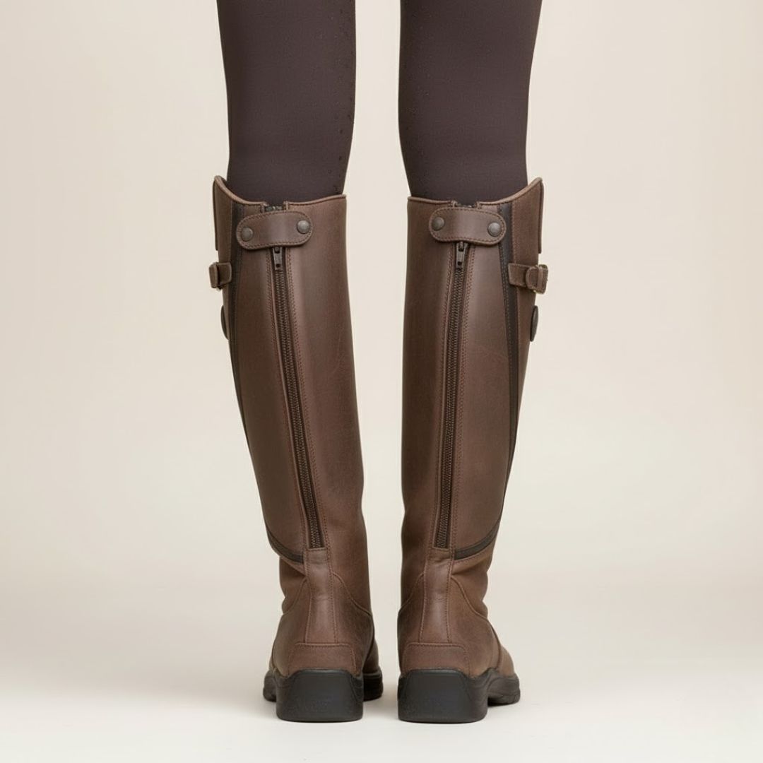 Fall Riding Knee-High Boots — Waterproof Buckle Detail Outdoor Design