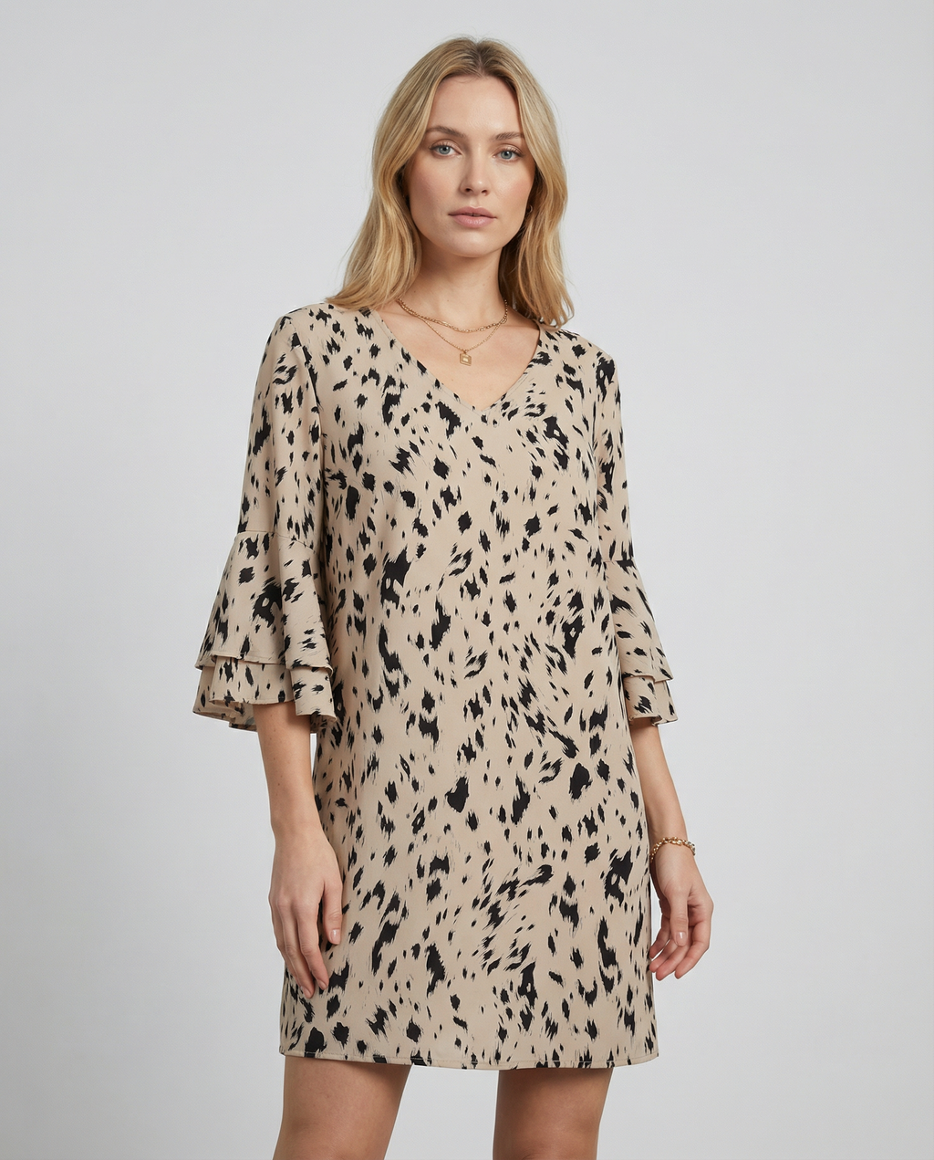 Floral Double-Layer Flare Sleeve Dress