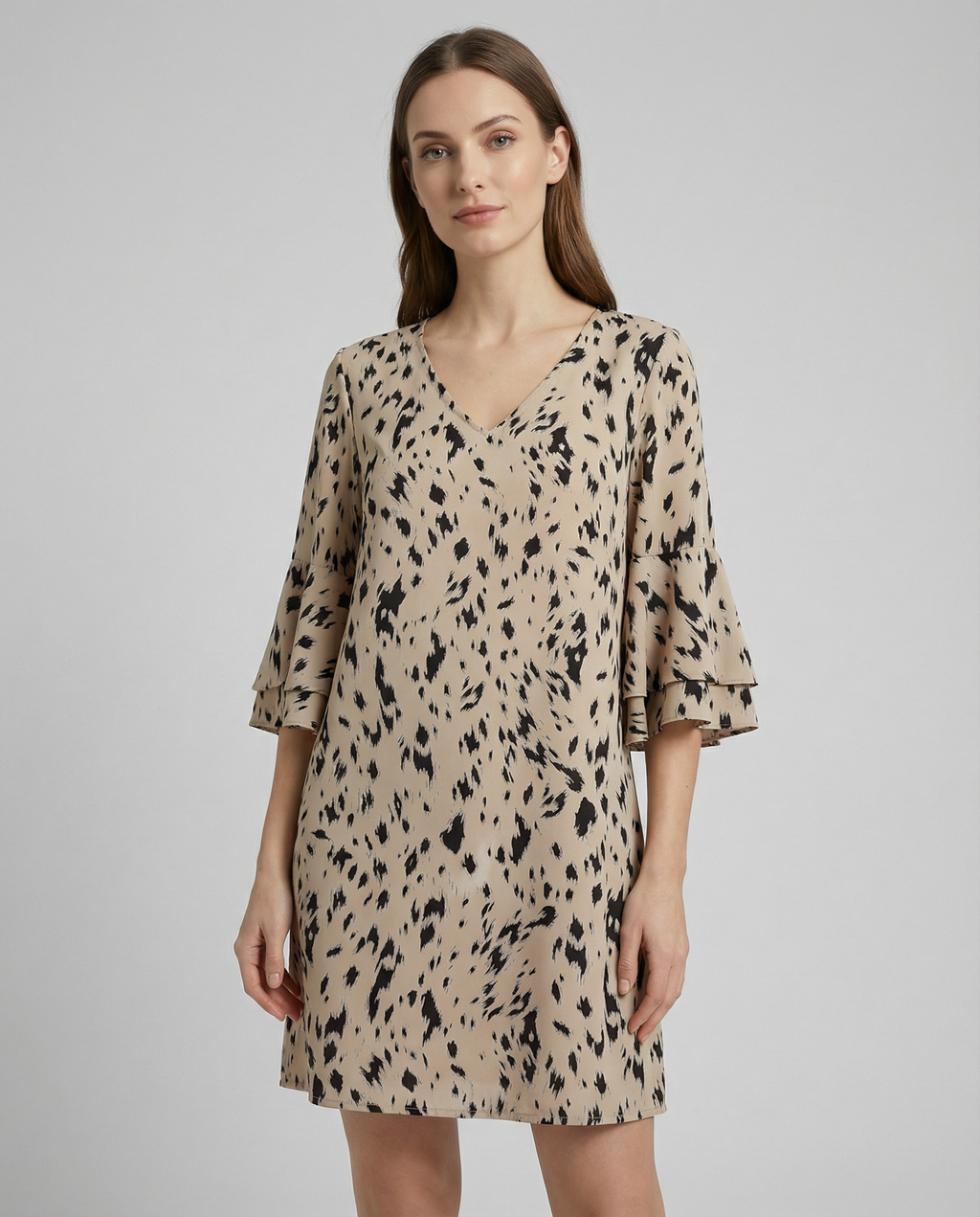 Floral Double-Layer Flare Sleeve Dress