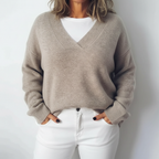 Women's Oversized V Neck Sweater Knit Plus Size Cozy