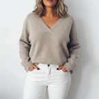 Women's Oversized V Neck Sweater Knit Plus Size Cozy