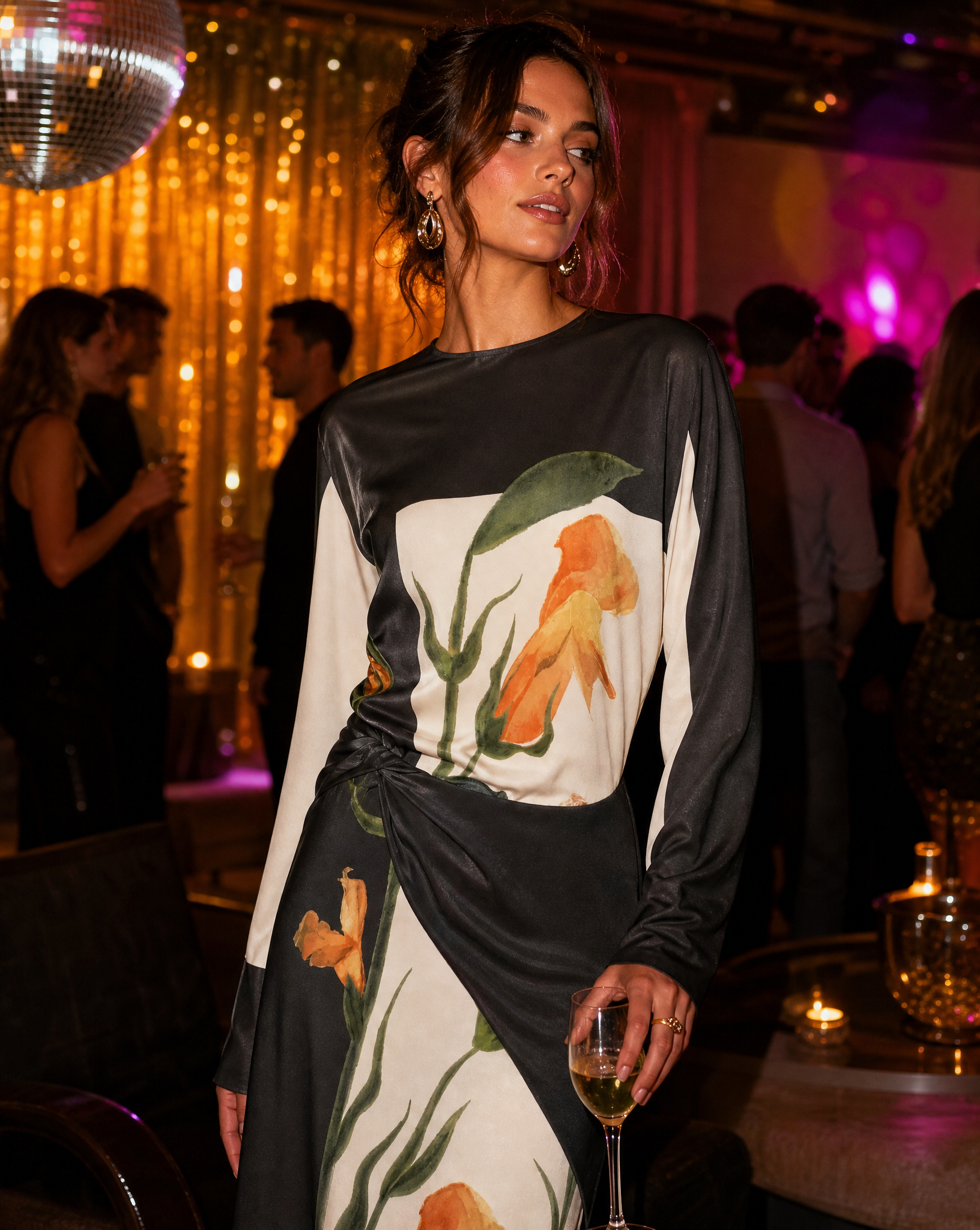 Floral Twist Cocktail Mini Dress