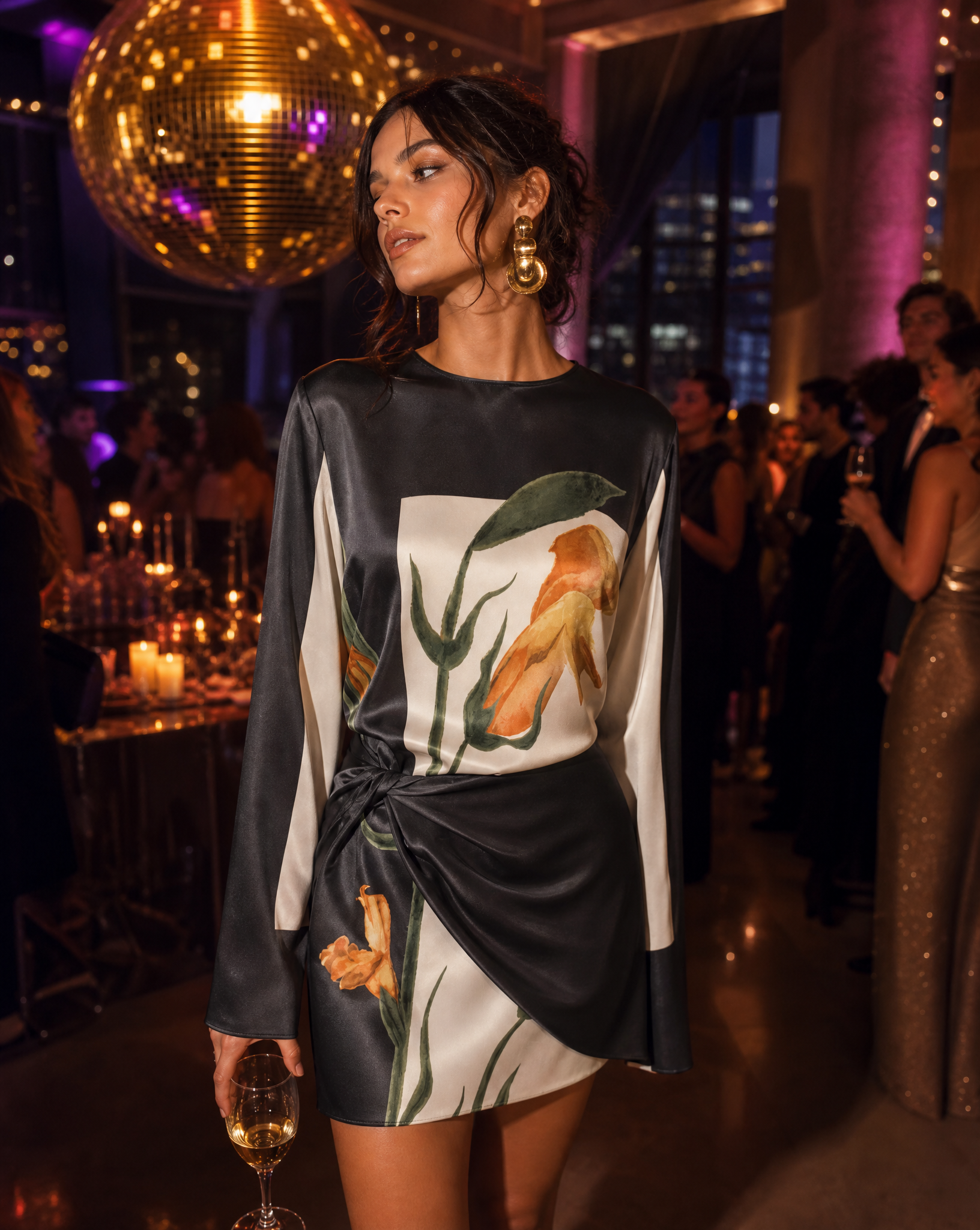 Floral Twist Cocktail Mini Dress