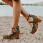 Closed Toe Wedge Heels Ankle Strap