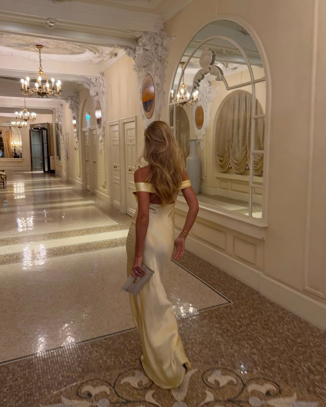 Off-Shoulder Satin Maxi Wedding Guest Dress