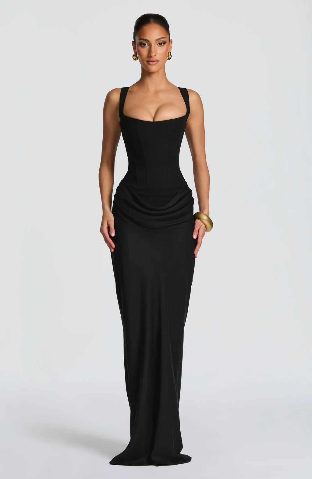 Sleeveless Bodycon Corset Maxi Wedding Guest Dress