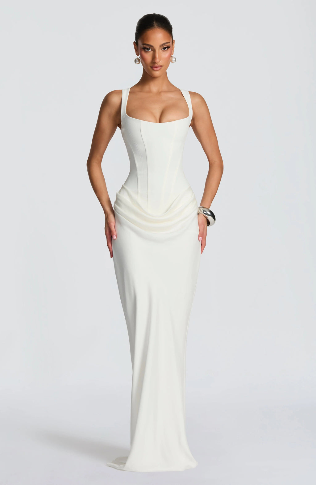 Sleeveless Bodycon Corset Maxi Wedding Guest Dress