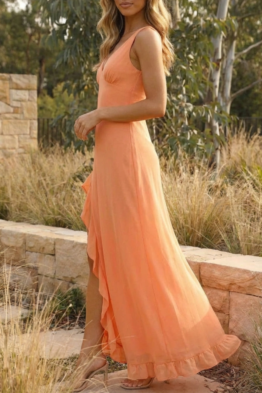 Sleeveless V-Neck Maxi Summer Wedding Guest Dress
