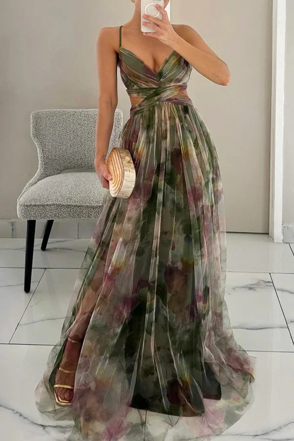Romantic Sleeveless Maxi Wedding Guest Dress