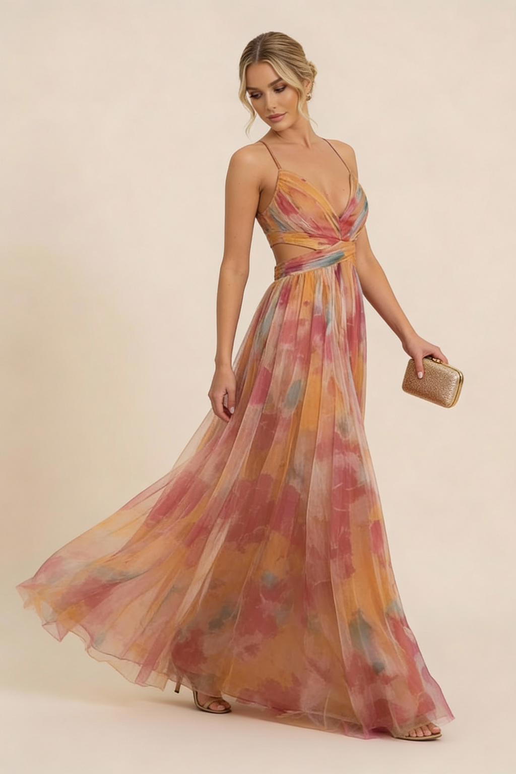 Romantic Sleeveless Maxi Wedding Guest Dress