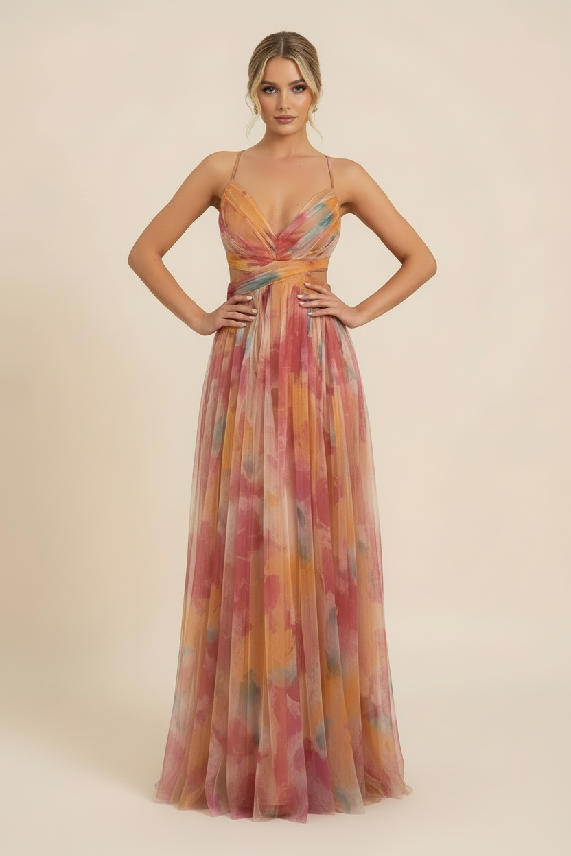 Romantic Sleeveless Maxi Wedding Guest Dress