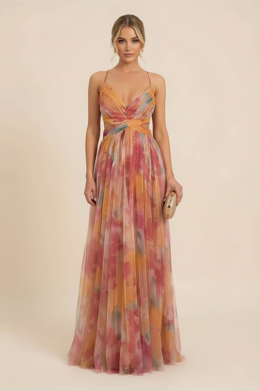 Romantic Sleeveless Maxi Wedding Guest Dress