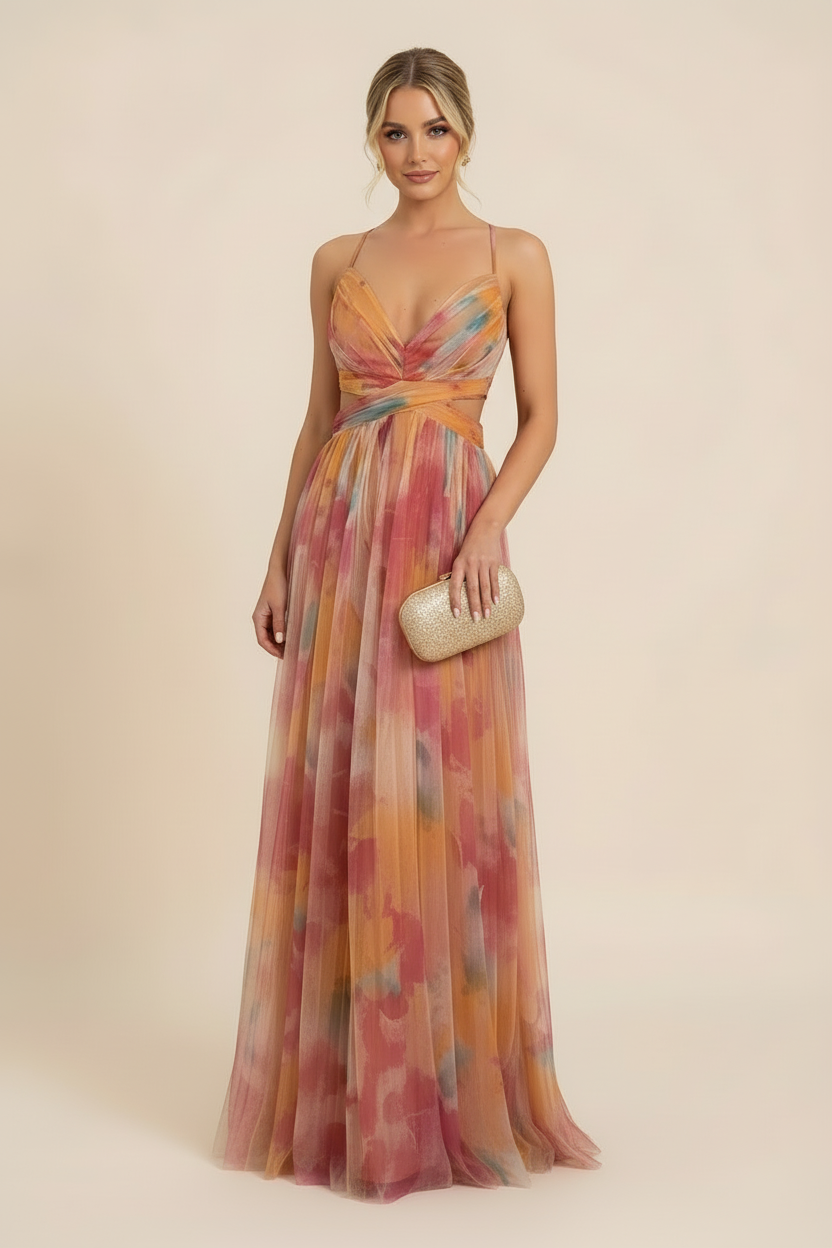 Romantic Sleeveless Maxi Wedding Guest Dress