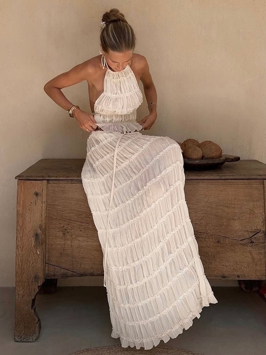 Bohemian Ruffle Summer Vacation Two-Piece Set