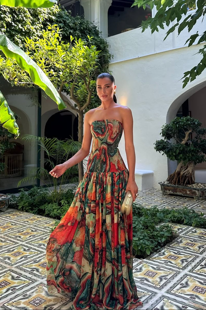 Strapless Maxi Vacation Summer Dress