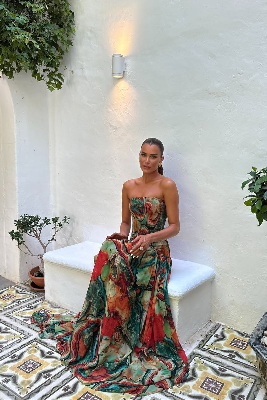 Strapless Maxi Vacation Summer Dress