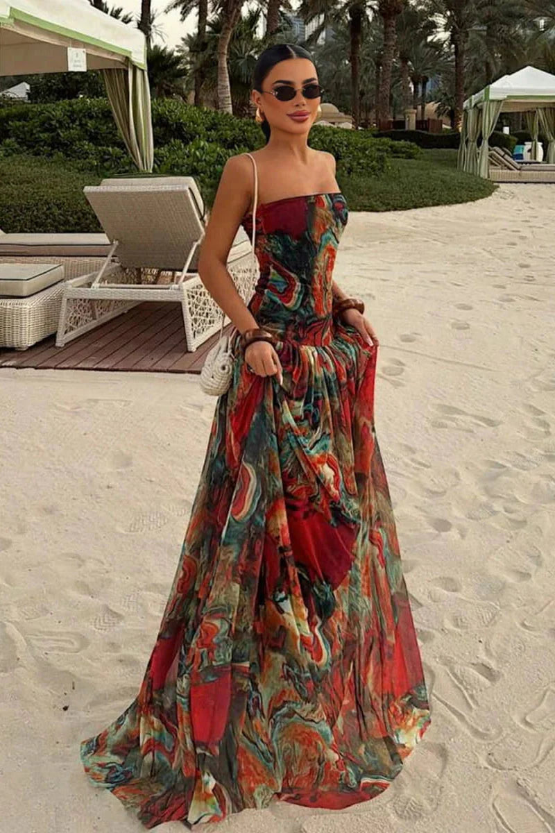 Strapless Maxi Vacation Summer Dress