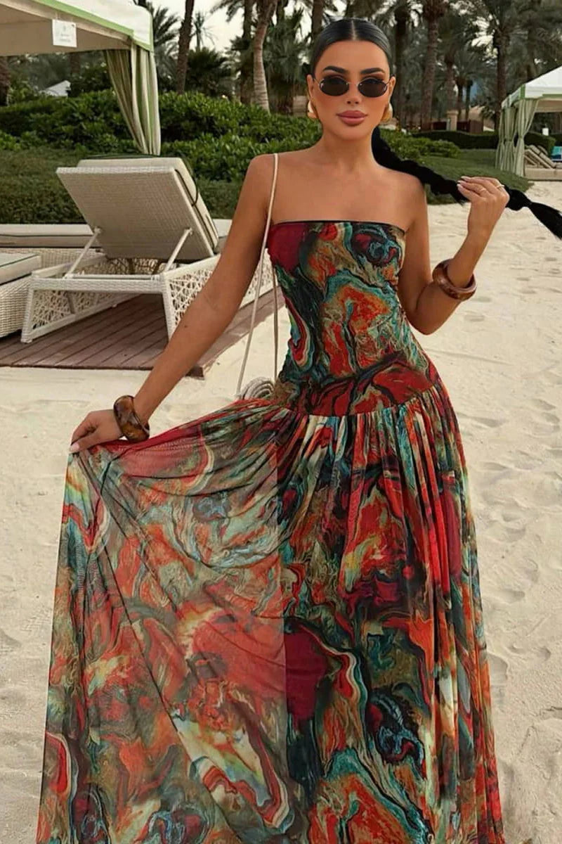 Strapless Maxi Vacation Summer Dress
