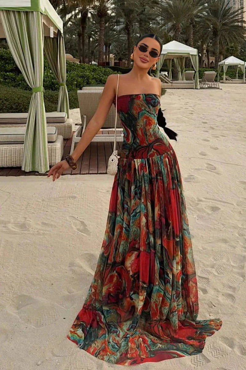 Strapless Maxi Vacation Summer Dress